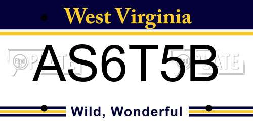 AS6T5B West Virginia License Plate