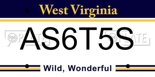 AS6T5S West Virginia License Plate