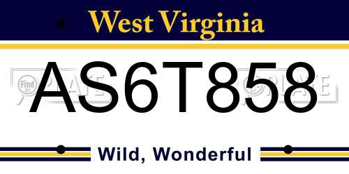 AS6T858 West Virginia License Plate