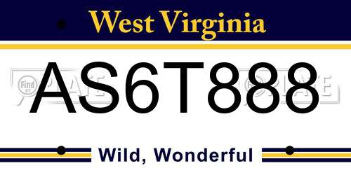 AS6T888 West Virginia License Plate