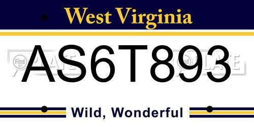 AS6T893 West Virginia License Plate