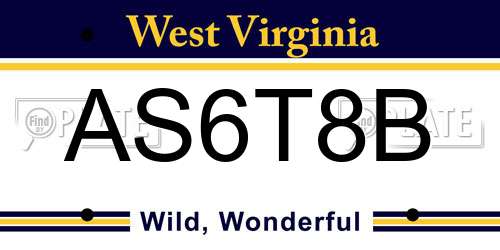 AS6T8B West Virginia License Plate