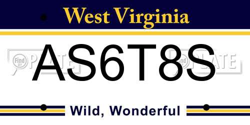 AS6T8S West Virginia License Plate