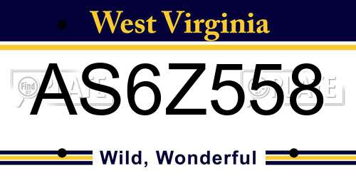 AS6Z558 West Virginia License Plate