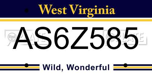 AS6Z585 West Virginia License Plate