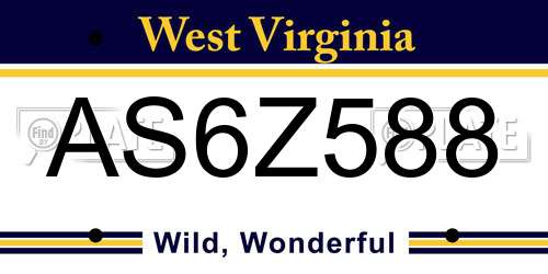 AS6Z588 West Virginia License Plate