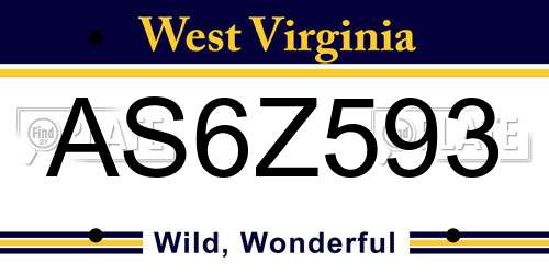 AS6Z593 West Virginia License Plate