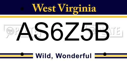 AS6Z5B West Virginia License Plate