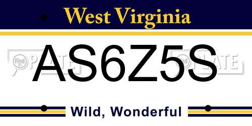 AS6Z5S West Virginia License Plate