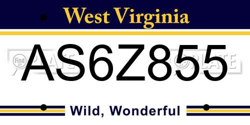 AS6Z855 West Virginia License Plate
