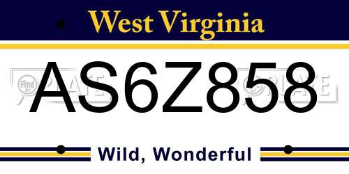 AS6Z858 West Virginia License Plate