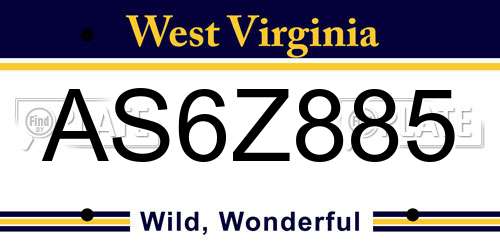 AS6Z885 West Virginia License Plate