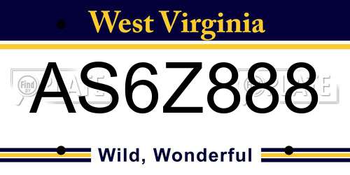 AS6Z888 West Virginia License Plate