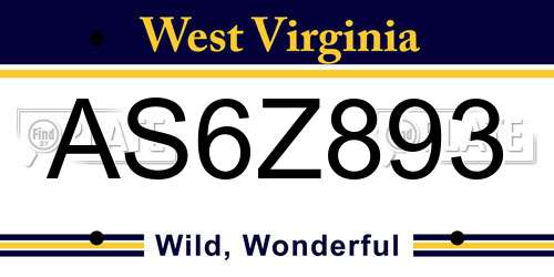 AS6Z893 West Virginia License Plate