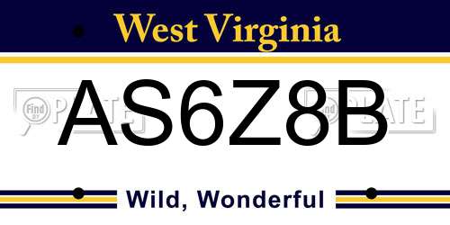 AS6Z8B West Virginia License Plate