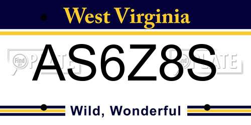 AS6Z8S West Virginia License Plate
