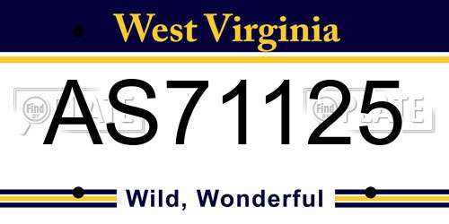AS71125 West Virginia License Plate