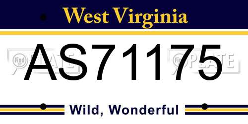 AS71175 West Virginia License Plate