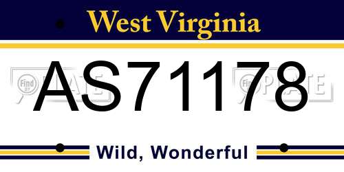 AS71178 West Virginia License Plate