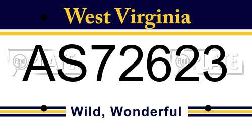 AS72623 West Virginia License Plate