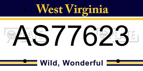 AS77623 West Virginia License Plate