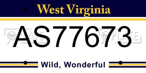 AS77673 West Virginia License Plate