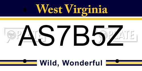 AS7B5Z West Virginia License Plate