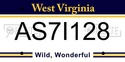 AS7I128 West Virginia License Plate