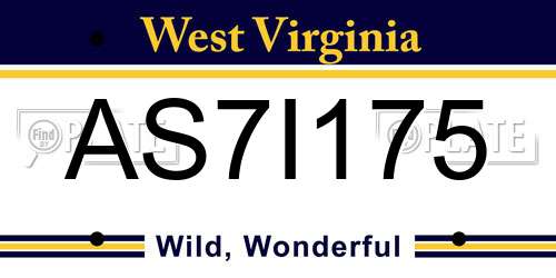 AS7I175 West Virginia License Plate