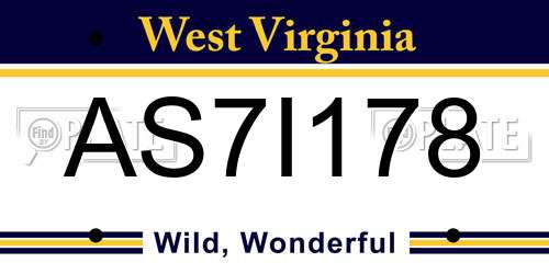 AS7I178 West Virginia License Plate