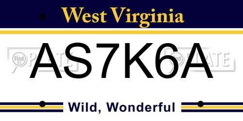 AS7K6A West Virginia License Plate