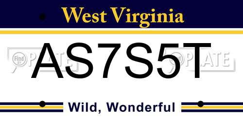 AS7S5T West Virginia License Plate