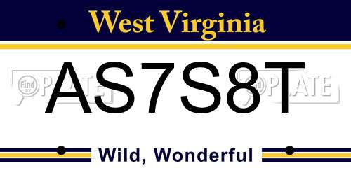AS7S8T West Virginia License Plate