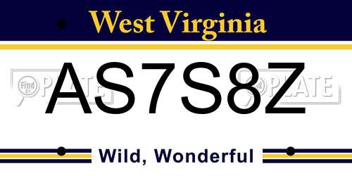 AS7S8Z West Virginia License Plate