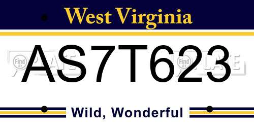 AS7T623 West Virginia License Plate