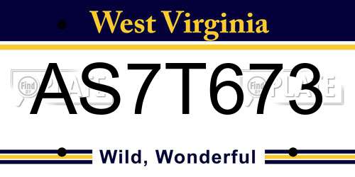 AS7T673 West Virginia License Plate