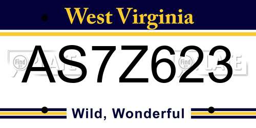 AS7Z623 West Virginia License Plate