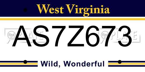 AS7Z673 West Virginia License Plate