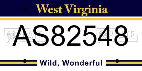 AS82548 West Virginia License Plate