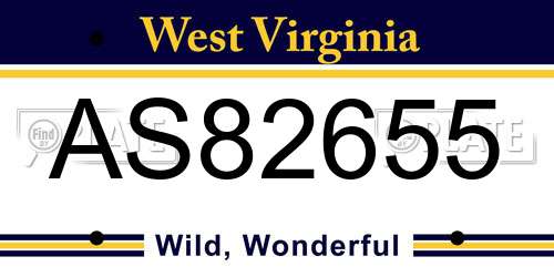AS82655 West Virginia License Plate