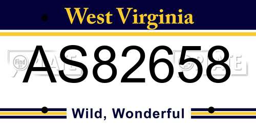 AS82658 West Virginia License Plate