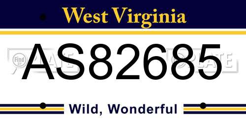AS82685 West Virginia License Plate