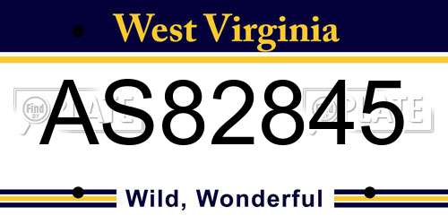 AS82845 West Virginia License Plate