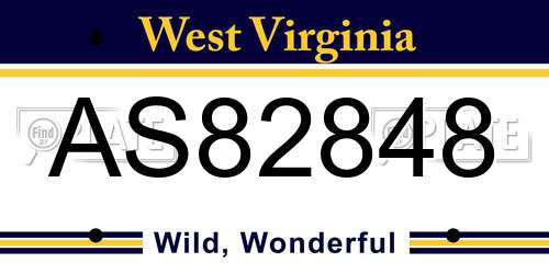 AS82848 West Virginia License Plate