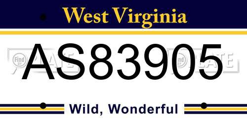 AS83905 West Virginia License Plate