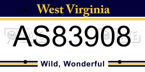 AS83908 West Virginia License Plate