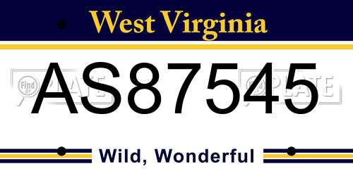 AS87545 West Virginia License Plate