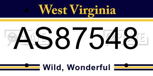 AS87548 West Virginia License Plate