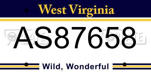 AS87658 West Virginia License Plate