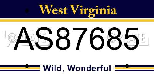 AS87685 West Virginia License Plate